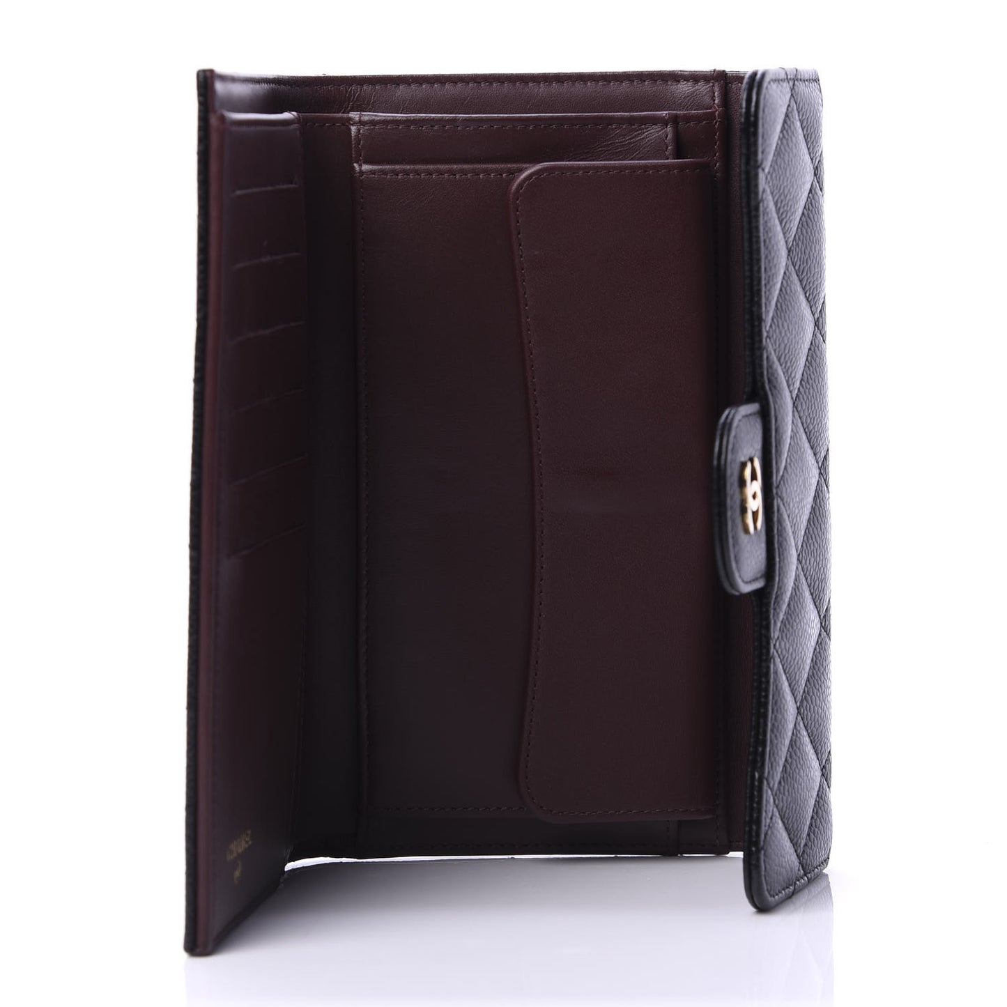 Caviar Quilted Long Flap Wallet Black