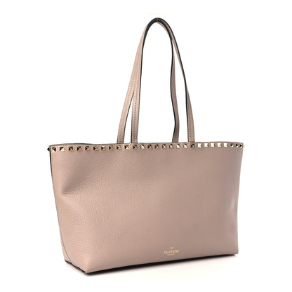 Valentino Garavani Grained Calfskin Small Rockstud Shoulder Tote Poudre 3 of 8