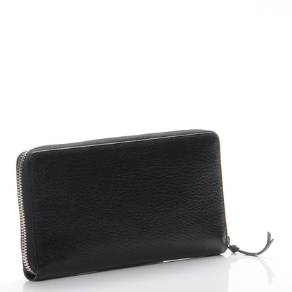Balenciaga Chevre Silver Metallic Edge Hardware Zip Around Wallet Black 3 of 8