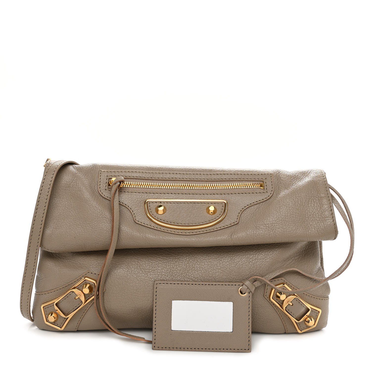 Balenciaga Chevre Gold Metallic Edge Hardware Envelope Clutch Gris Taupe 1 of 10