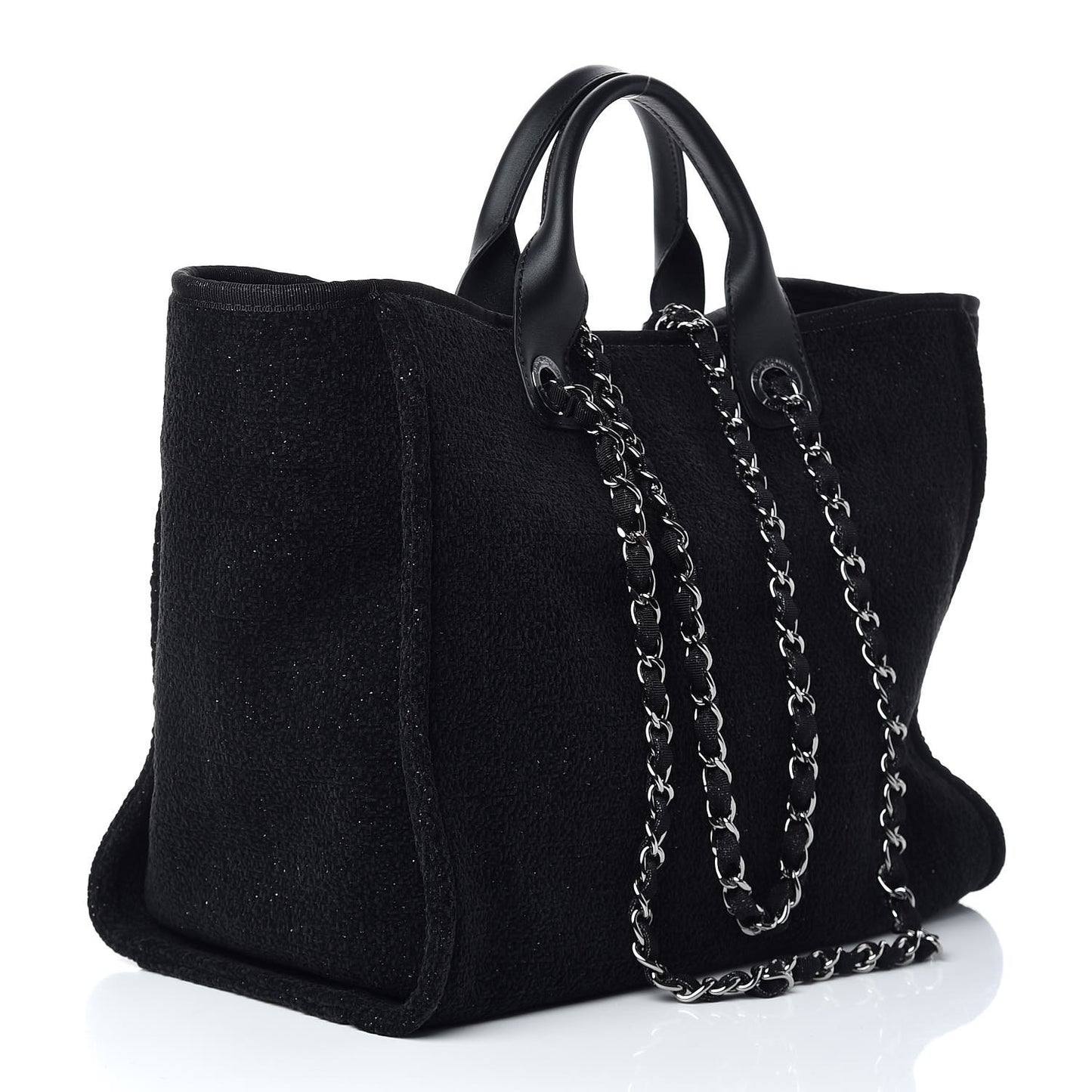Lurex Boucle Medium Deauville Tote Black