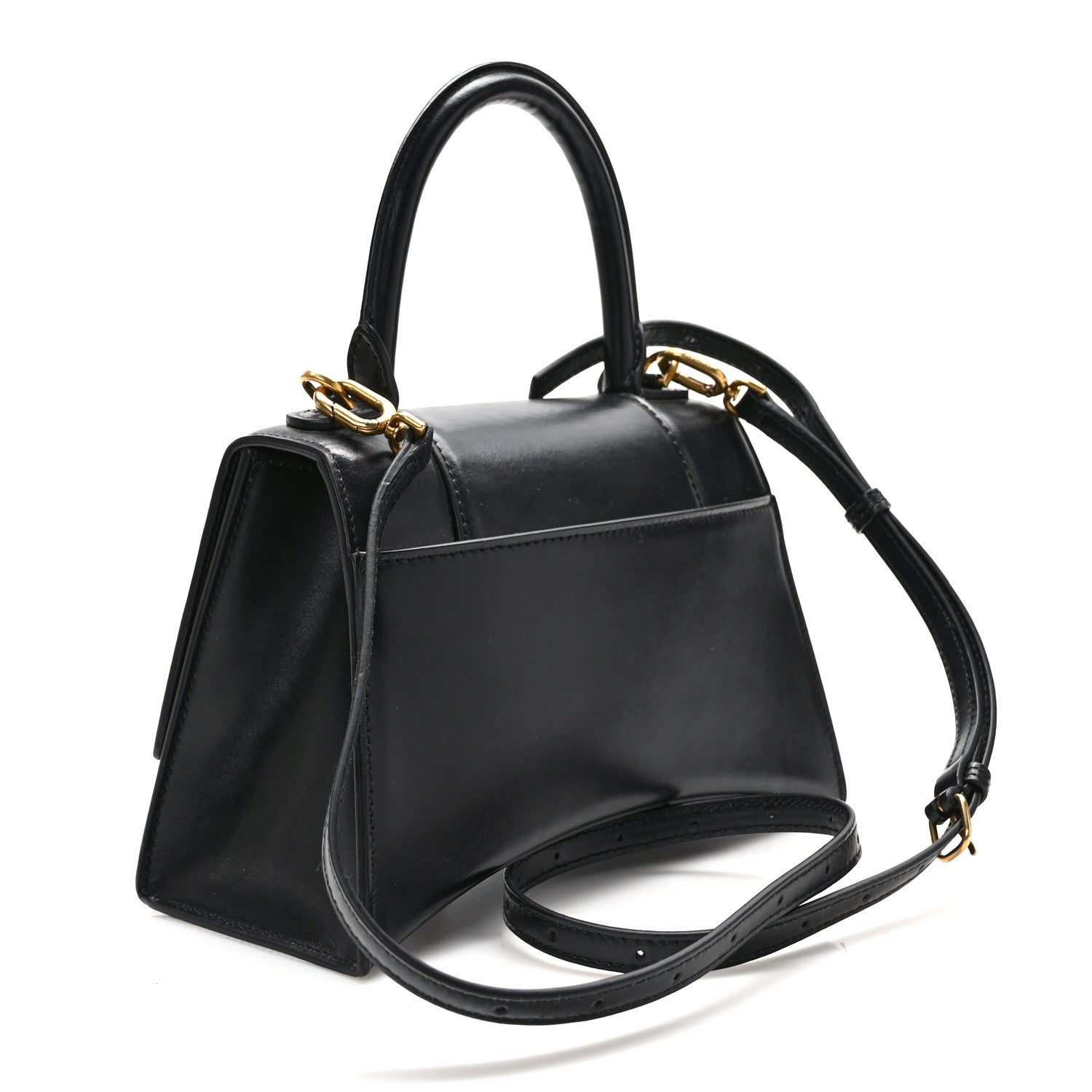 Balenciaga Shiny Box Calfskin Small Hourglass Top Handle Bag Black 3 of 9