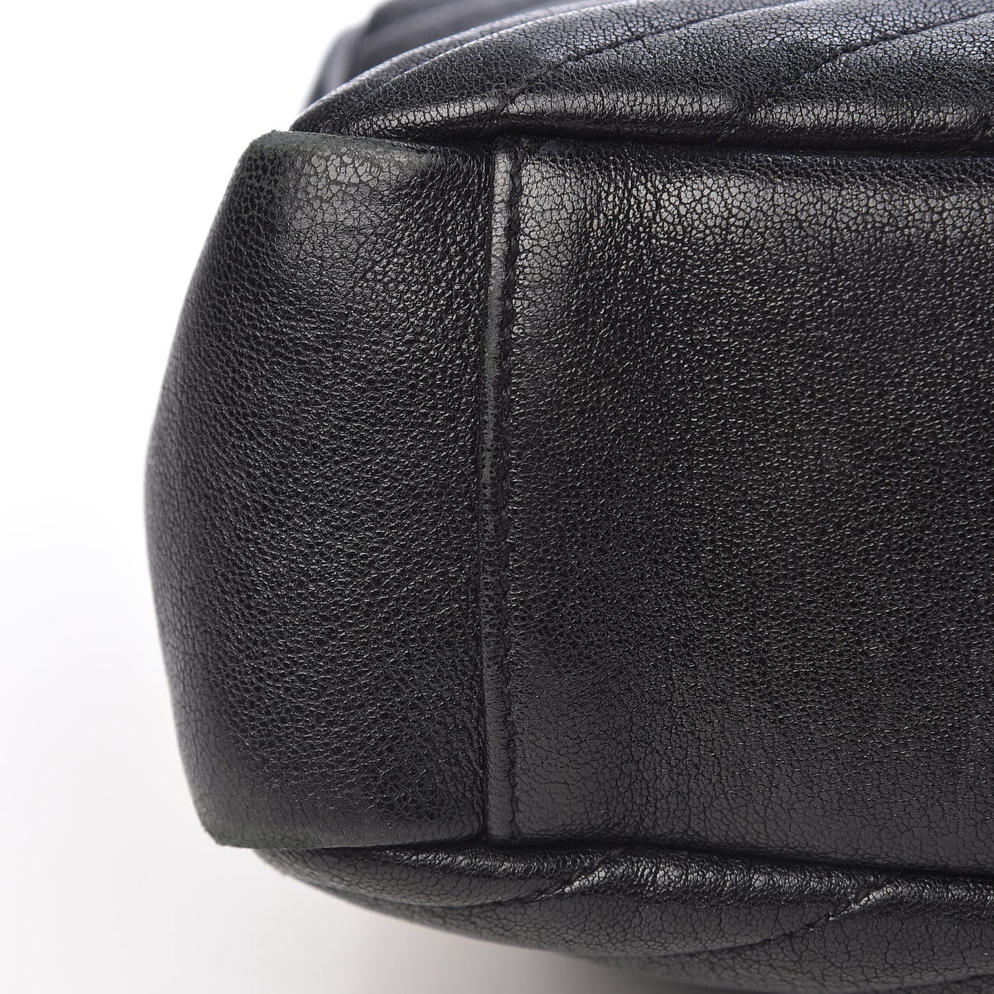 Sheepskin Matelasse Chevron Monogram Large College Satchel Black