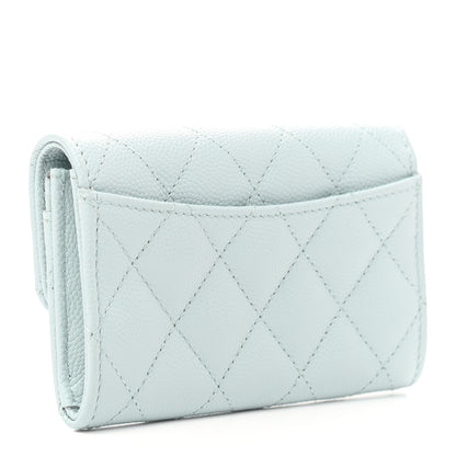 Chanel Caviar Quilted Flap Card Holder Wallet Light Blue 3 of 7