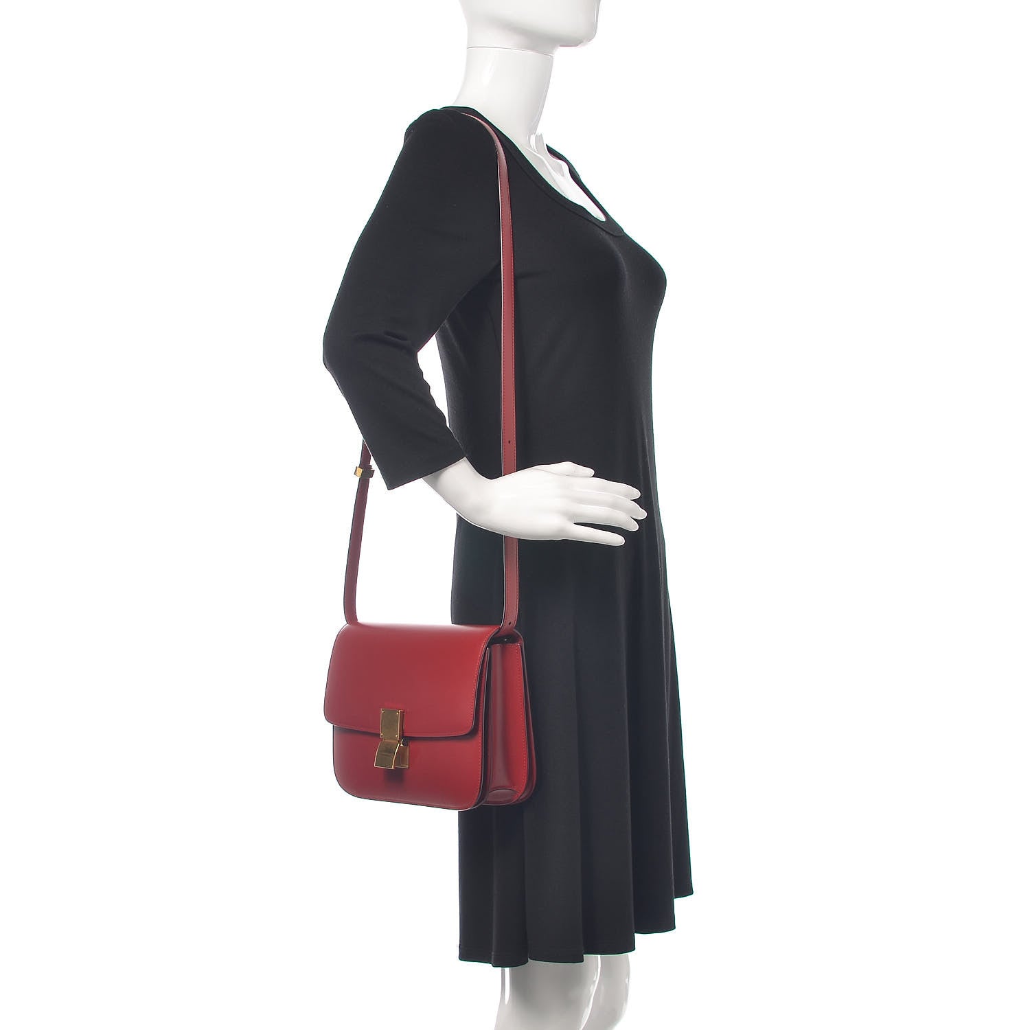 Celine Box Calfskin Medium Classic Box Flap Bag Red 2 of 9