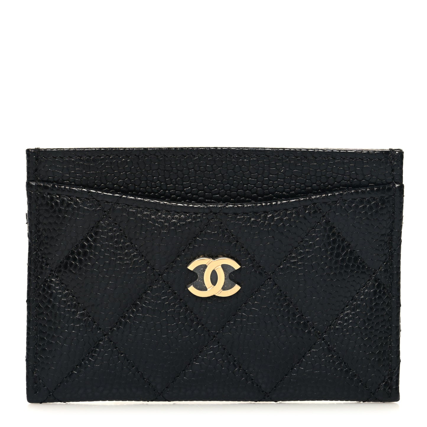 Caviar Quilted Card Holder Black