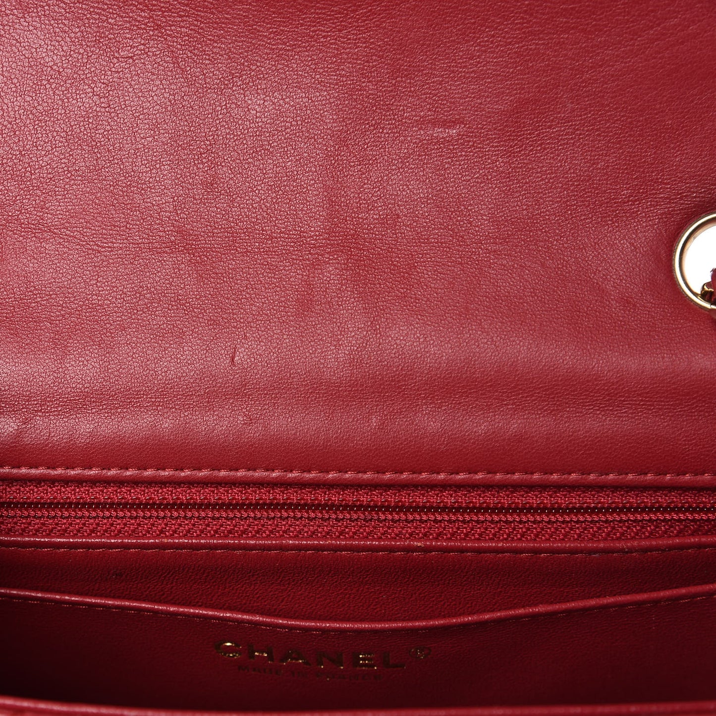 Lambskin Quilted Mini Rectangular Flap Red