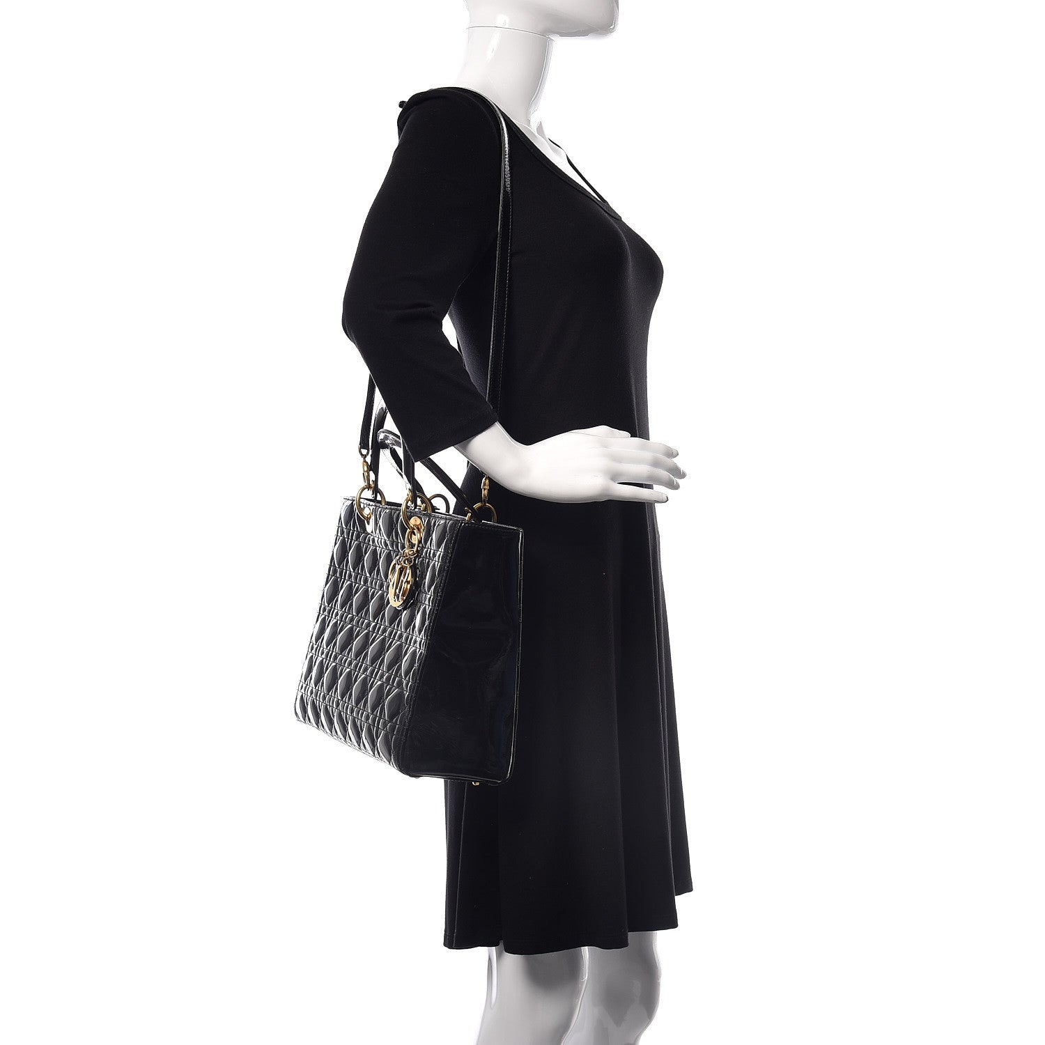 Christian Dior Patent Cannage Large Lady Dior Black 2 of 10