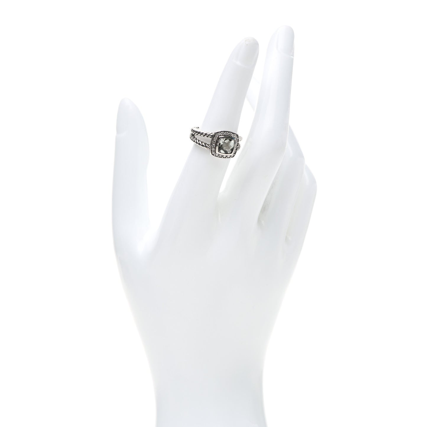 Sterling Silver Diamond Prasiolite 7mm Petite Albion Ring 52 6