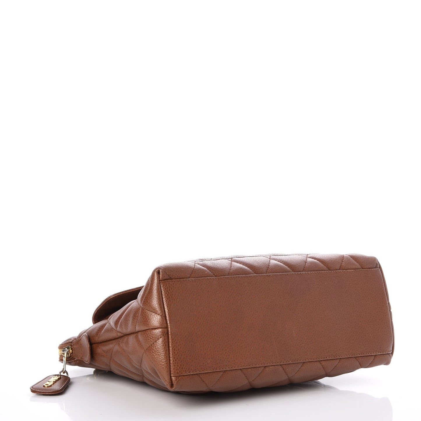 Caviar Quilted Flap Shoulder Bag Light Brown