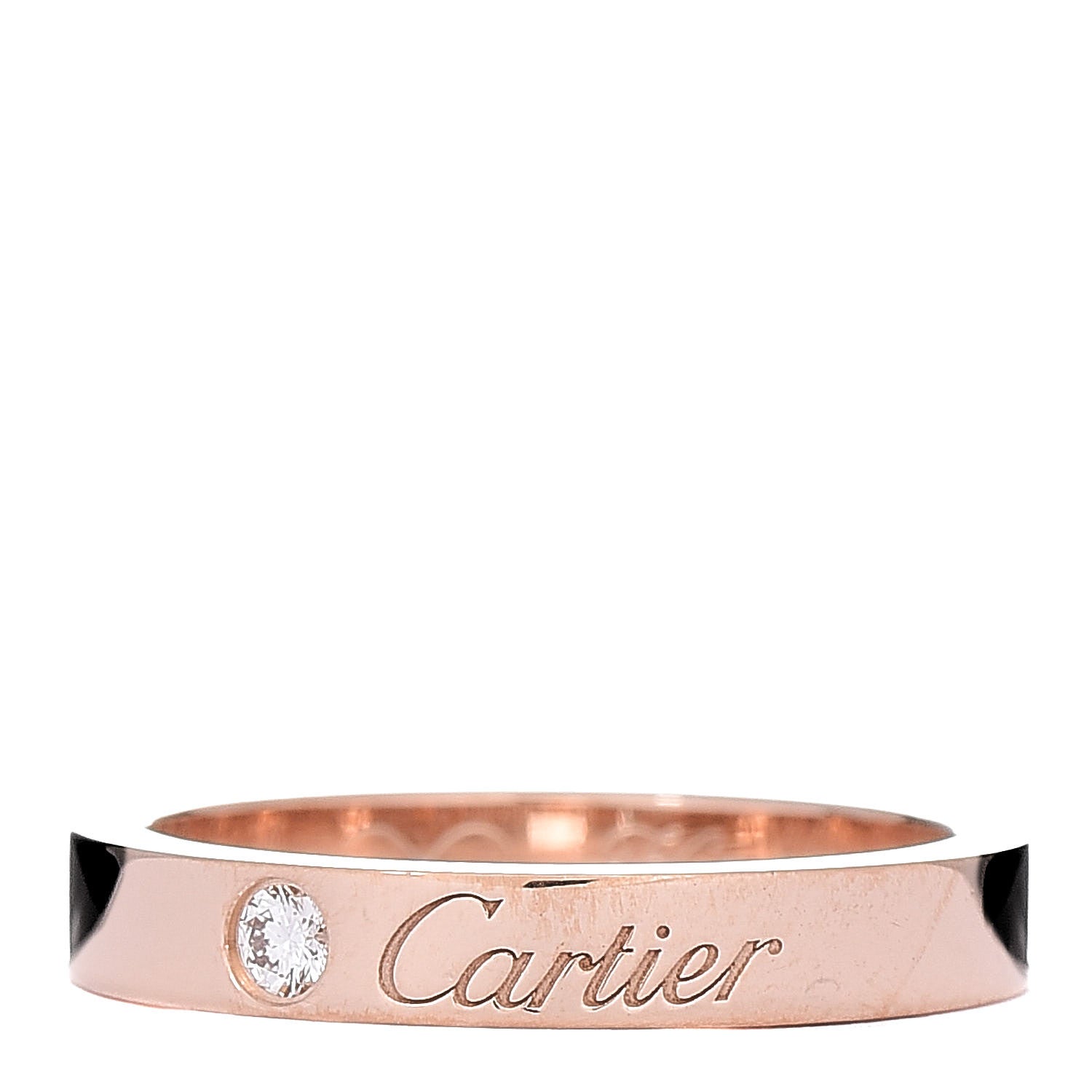 Cartier 18K Pink Gold Diamond 3mm C De Wedding Band Ring 49 4.75 1 of 6