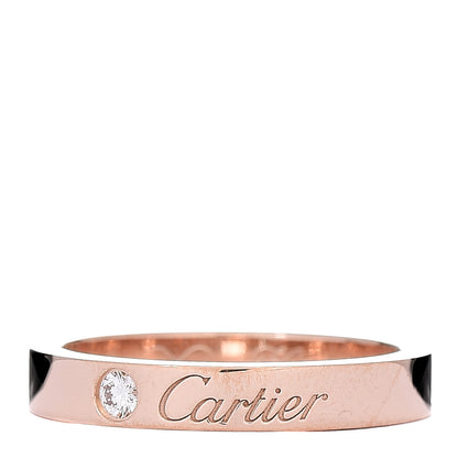 Cartier 18K Pink Gold Diamond 3mm C De Wedding Band Ring 49 4.75 1 of 6