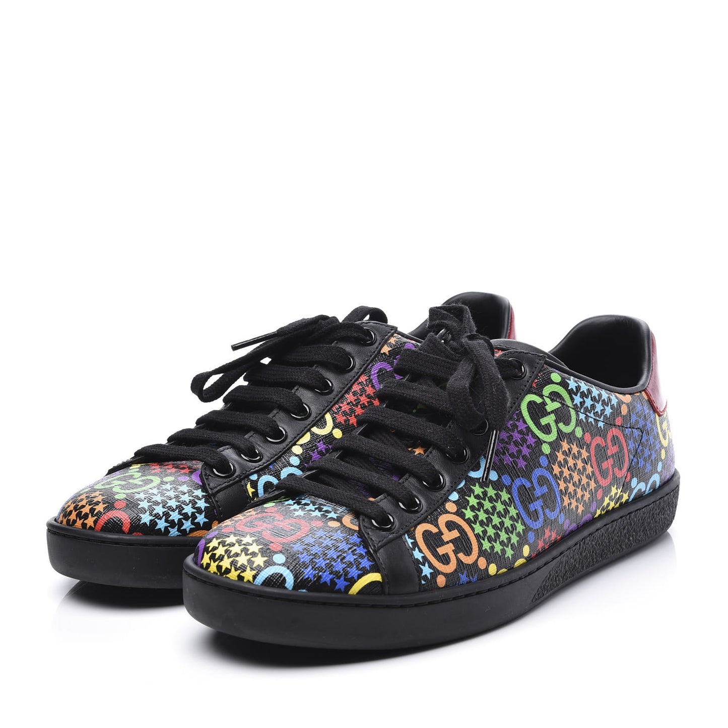 GG Supreme Monogram Psychedelic Womens Ace Sneakers 37 Black Multicolor