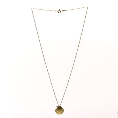 Tiffany 18K Yellow Gold Diamond Seashell Pendant Necklace 2 of 5