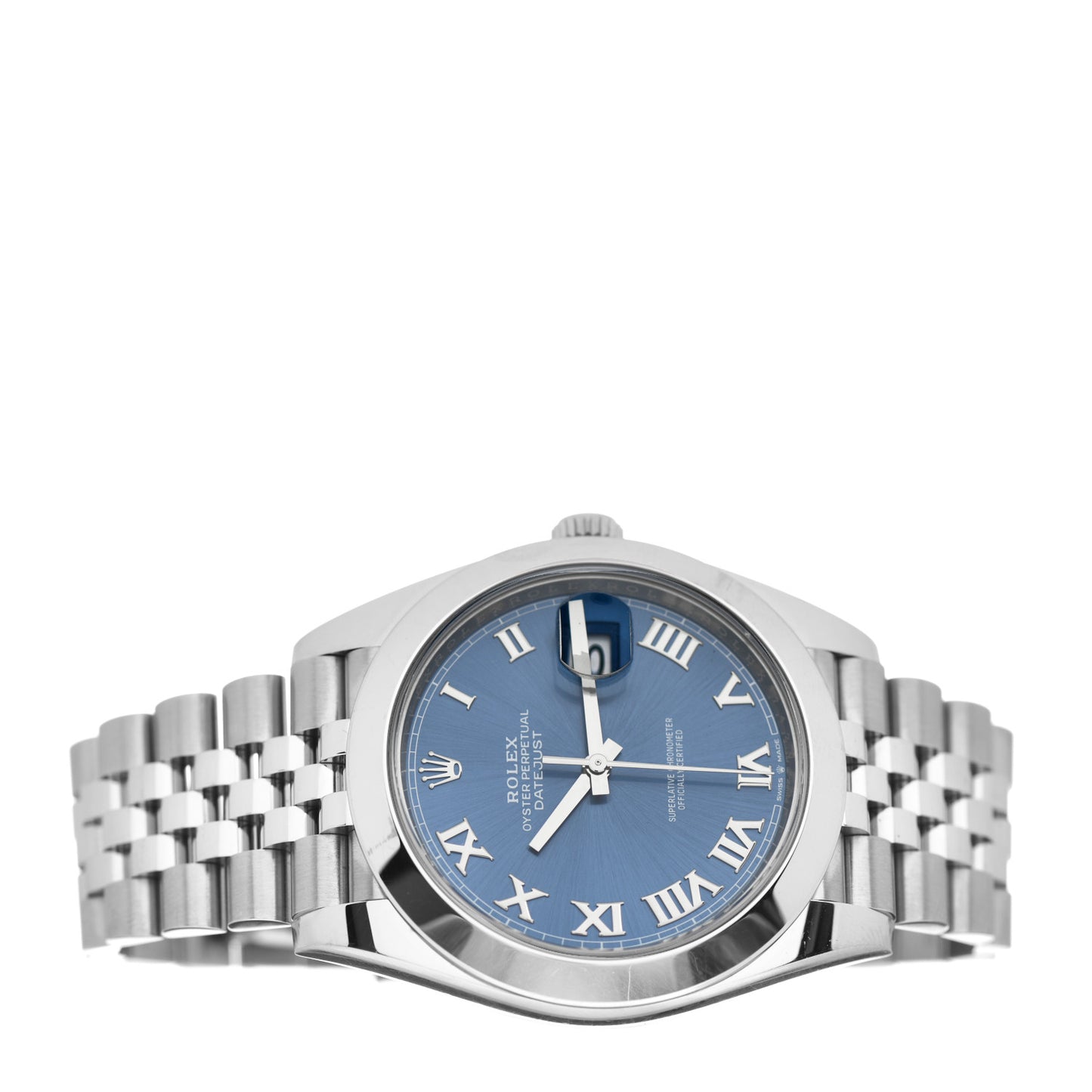Stainless Steel 41mm Oyster Perpetual Datejust Watch Blue Roman 126300