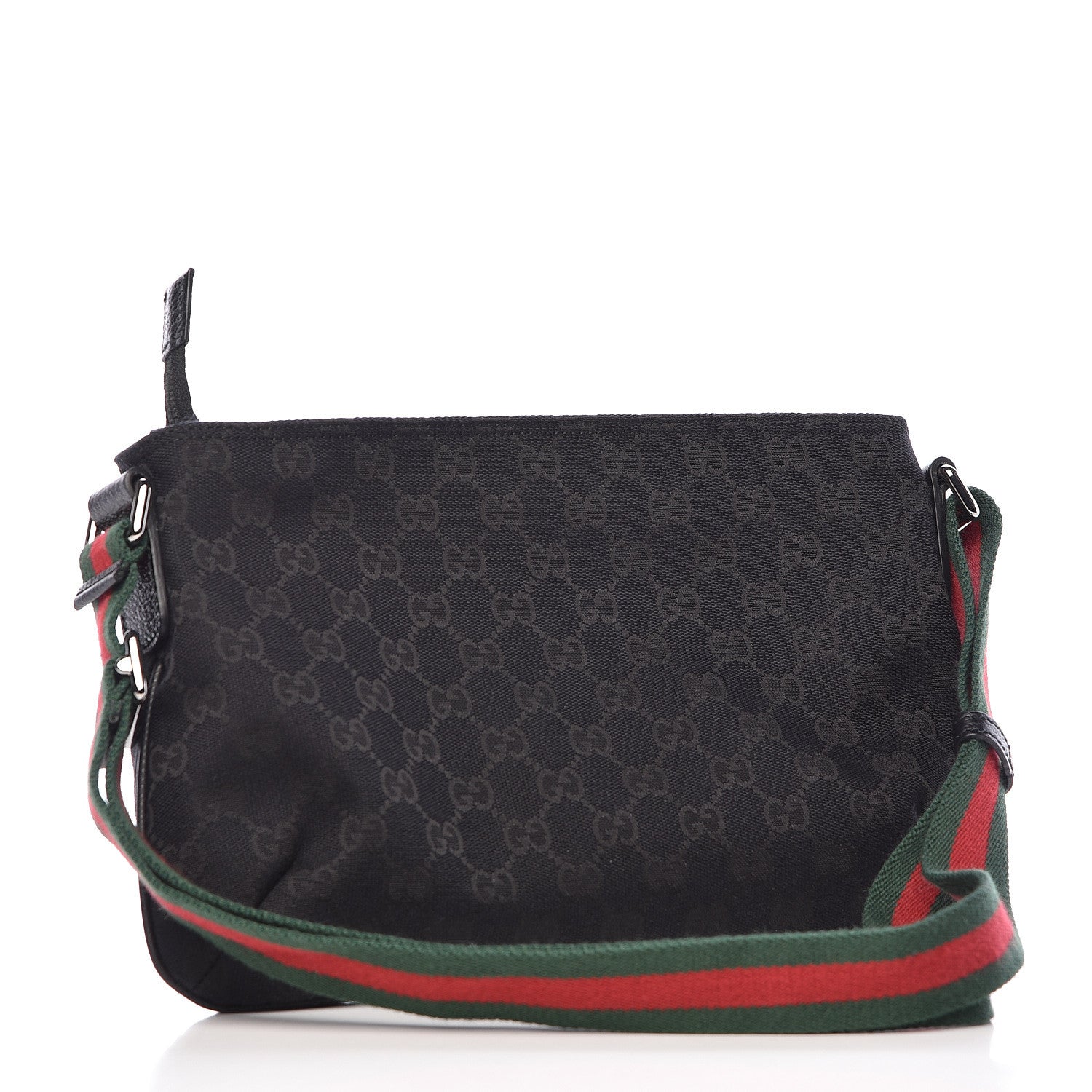Gucci Monogram Web Small Flat Messenger Crossbody Black 3 of 10