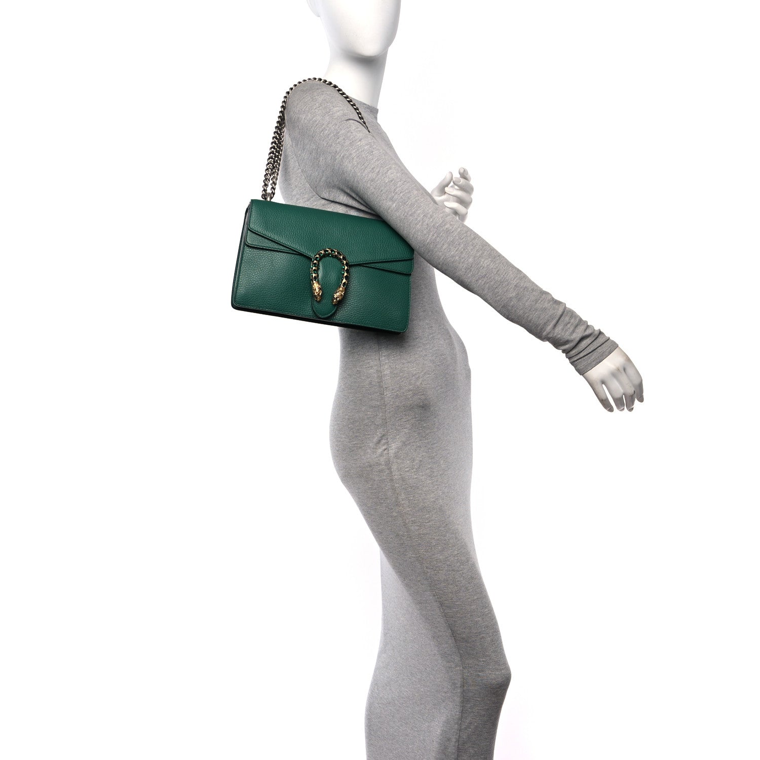 Gucci Pebbled Calfskin Small Dionysus Shoulder Bag Emerald 2 of 11