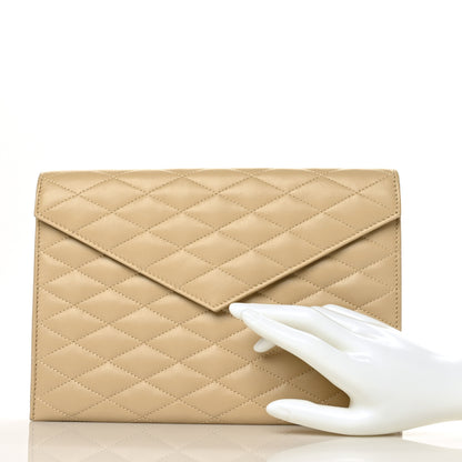 Saint Laurent Lambskin Quilted Sade Envelope Clutch Blanc Vintage 2 of 7