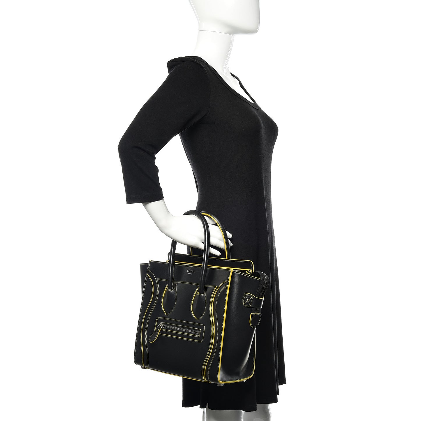 Satin Calfskin Debossed Micro Luggage Black