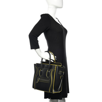 Celine Satin Calfskin Debossed Micro Luggage Black 2 of 10