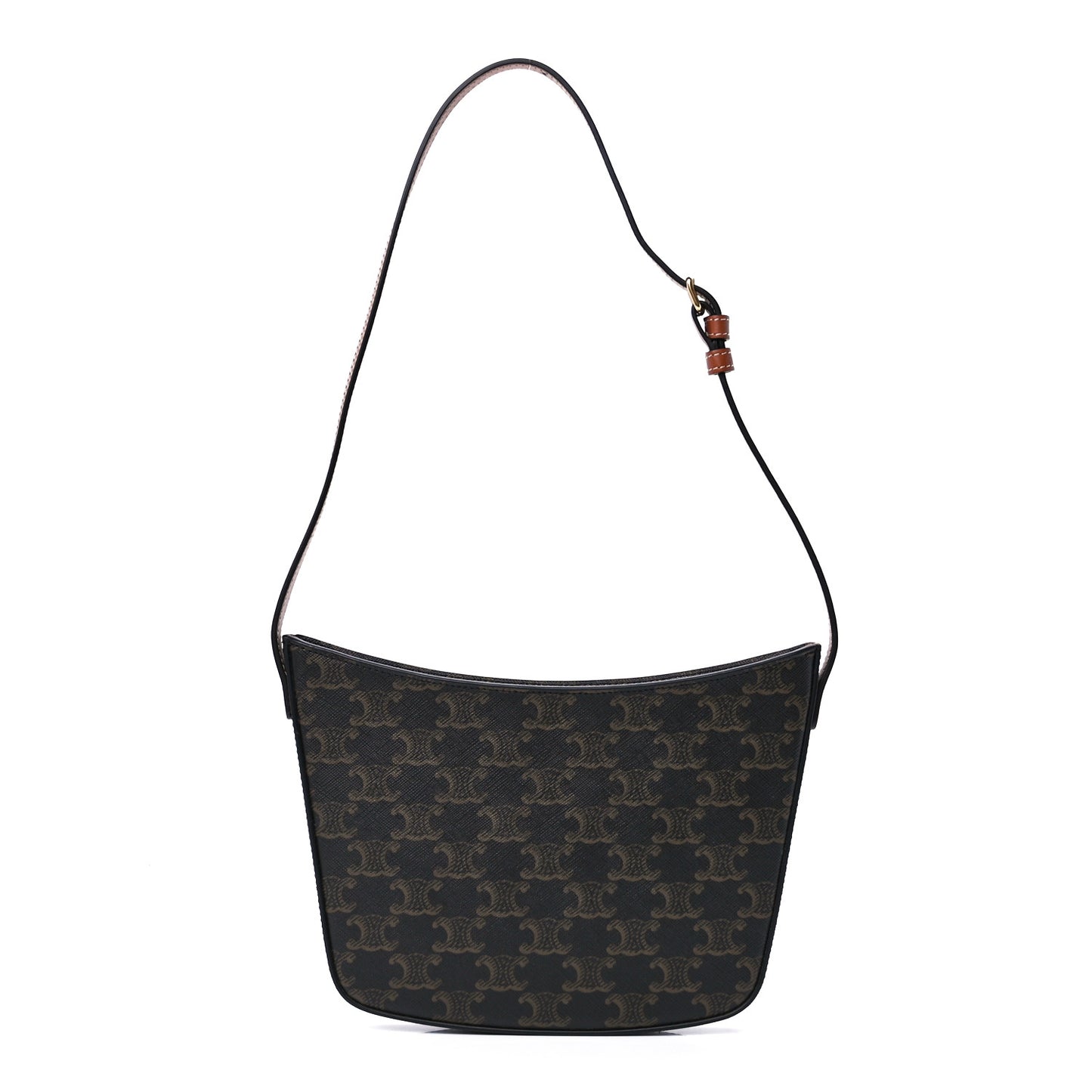 Triomphe Canvas Calfskin Medium Croque Bag Tan