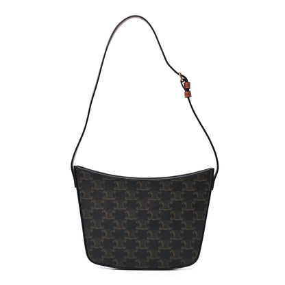 Celine Triomphe Canvas Calfskin Medium Croque Bag Tan 1 of 12