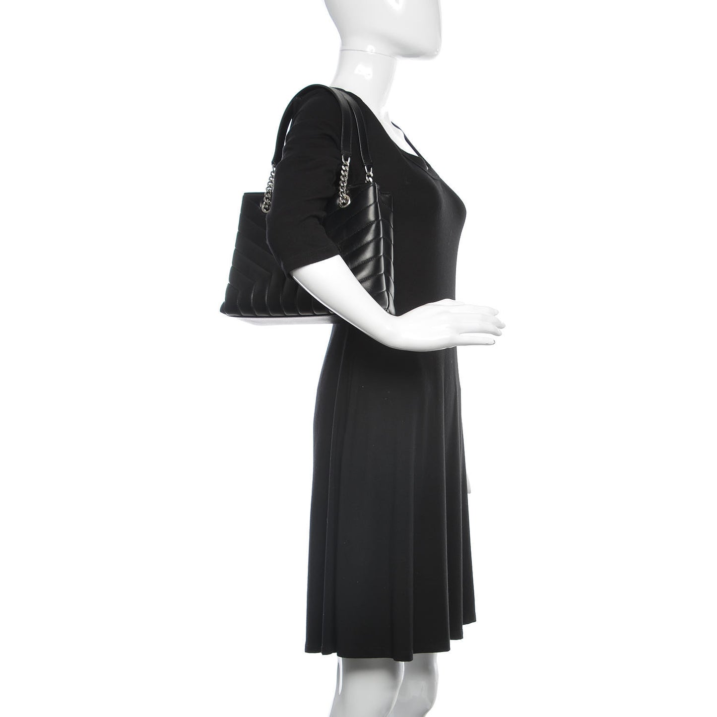 Calfskin Y Quilted Monogram Small Loulou Shopper Black