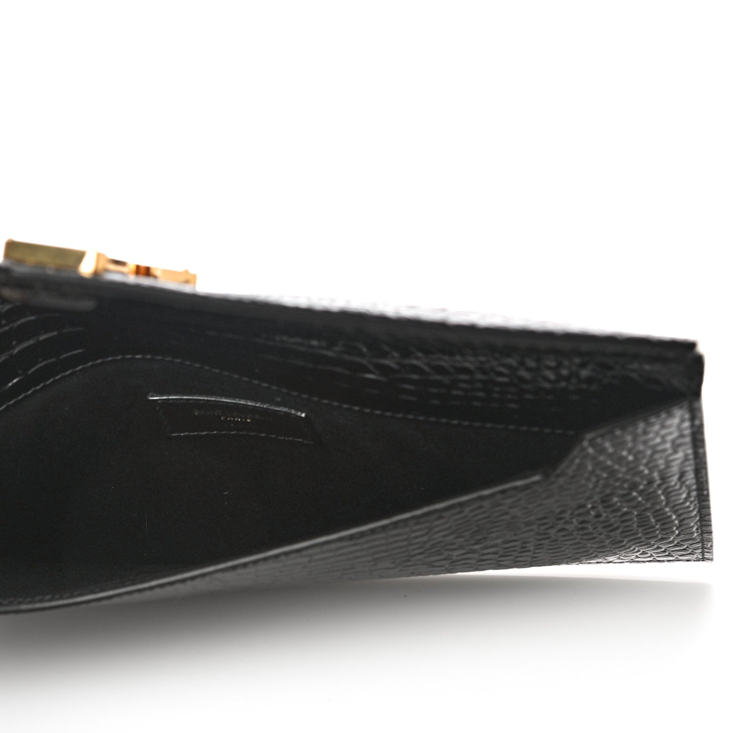 Calfskin Crocodile Embossed Uptown Monogram Clutch Black