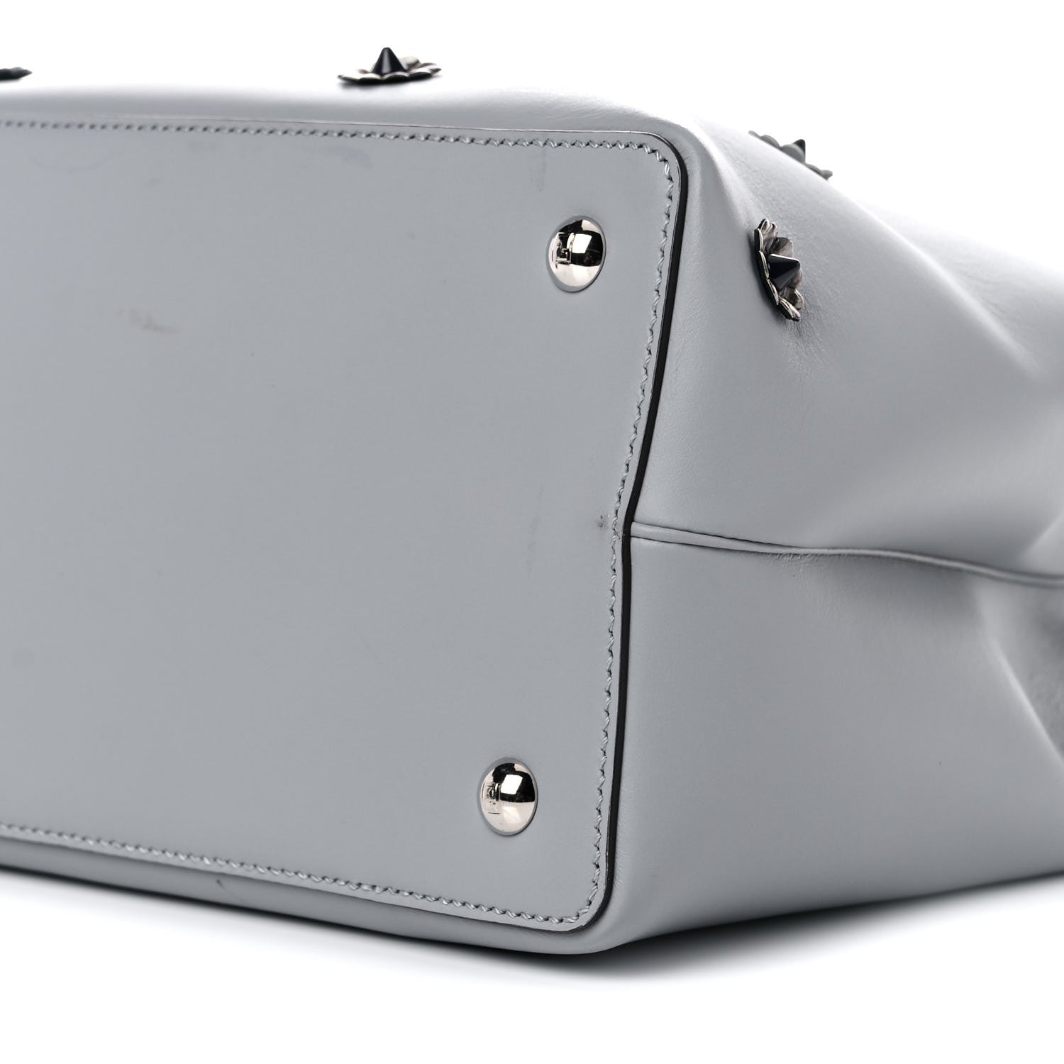 Fendi Vitello Elite Flower Studded Petite 2Jours Tote Grey 6 of 11