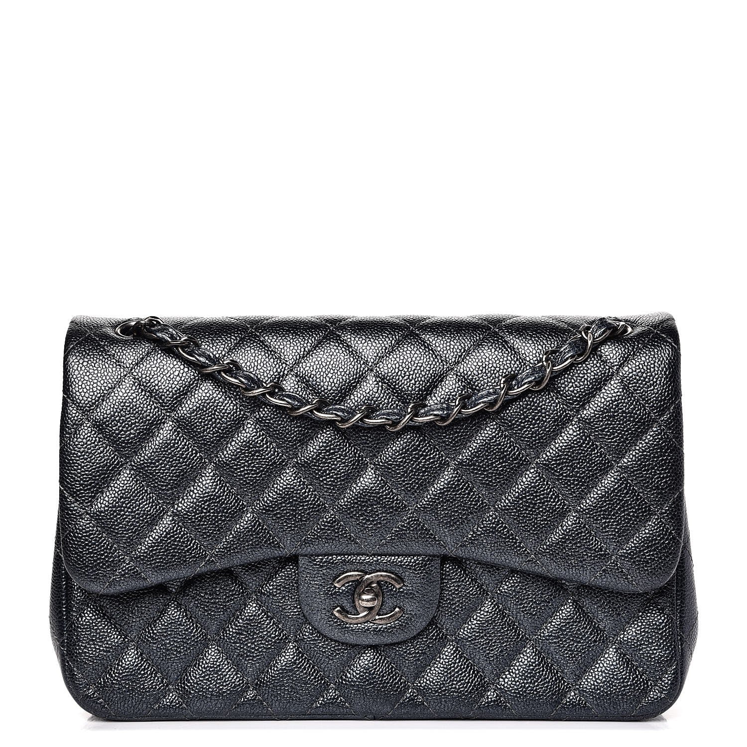 Chanel Pearly Caviar Quilted Jumbo Double Flap Grey 1 of 9