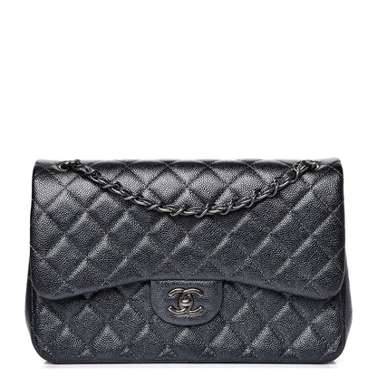 Chanel Pearly Caviar Quilted Jumbo Double Flap Grey 1 of 9