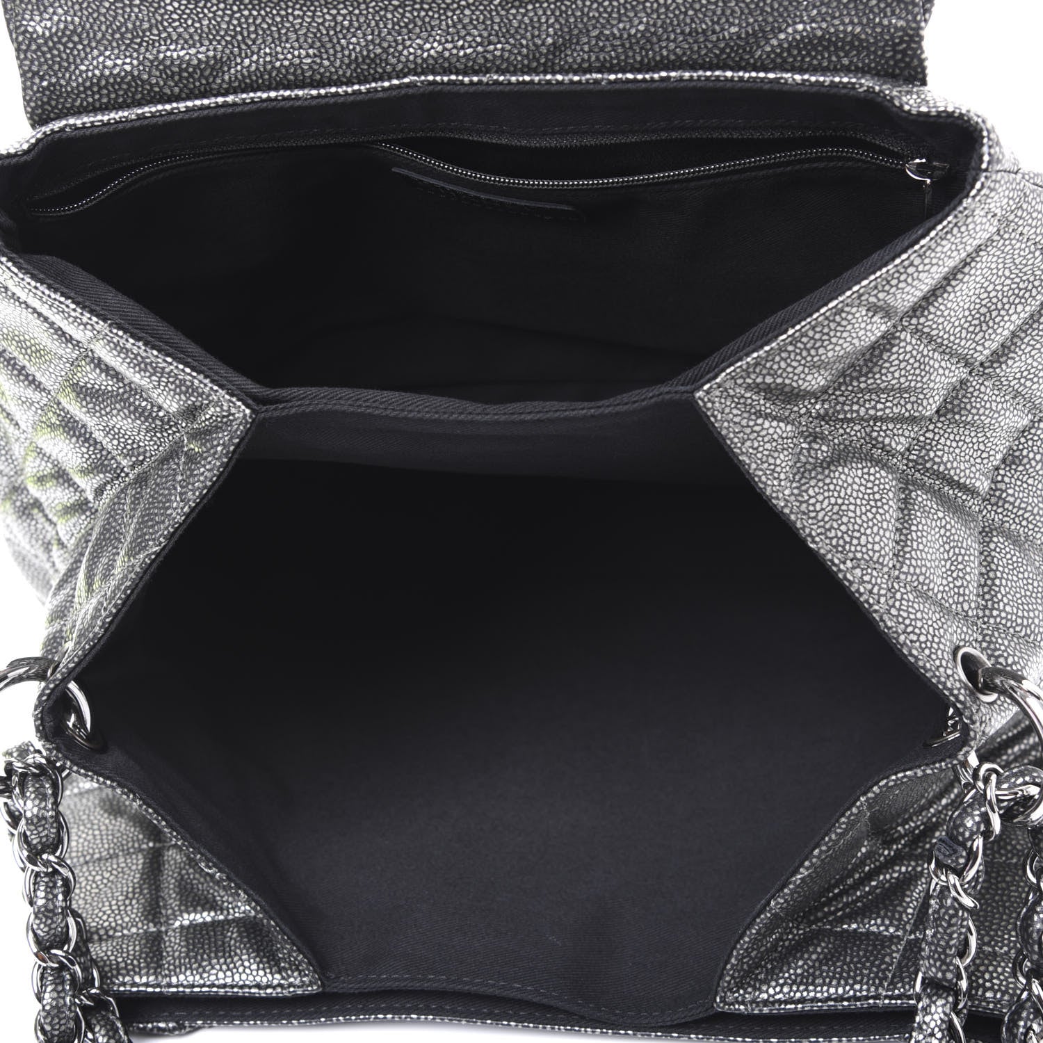 Chanel Metallic Caviar Quilted Timeless Accordion Flap Dark Silver 4 of 9