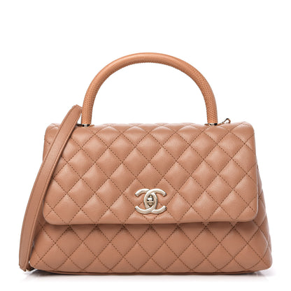 Chanel Caviar Lizard Embossed Quilted Small Coco Handle Flap Brown 1 of 10