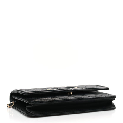Chanel Caviar Quilted CC Filigree Wallet On Chain WOC Black 4 of 9