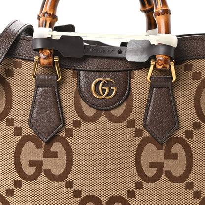 Gucci Monogram Jumbo GG Textured Dollar Calfskin Small Diana Tote Bag Camel Ebony New Acero Pomegranate Red Camel Ebony New Acero Pomegranate Red 9 of 11