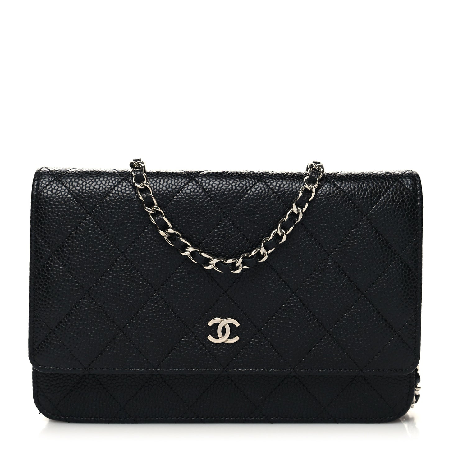 Caviar Quilted Wallet on Chain WOC Black