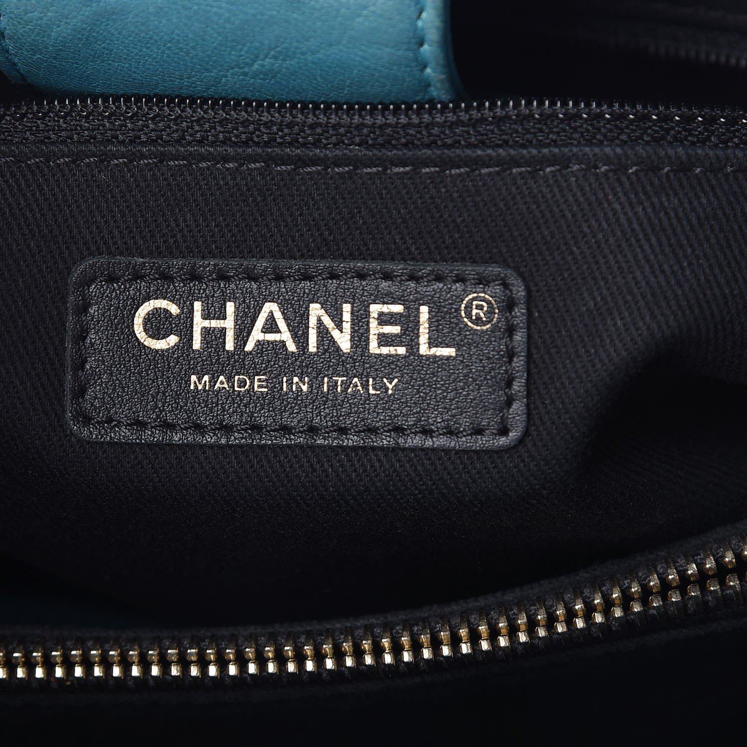 Chanel Wrinkled Lambskin Chevron Quilted Surpique Tote Turquoise 7 of 17
