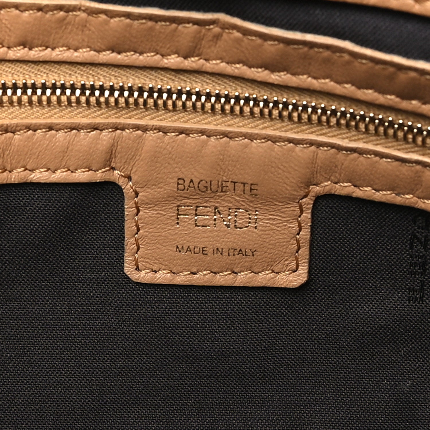 Fendi Nappa FF 1974 Embossed Baguette Miele Scuro 6 of 14