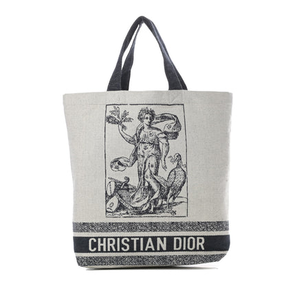 Christian Dior Canvas Print Cruise Tote Ivory Black 1 of 10