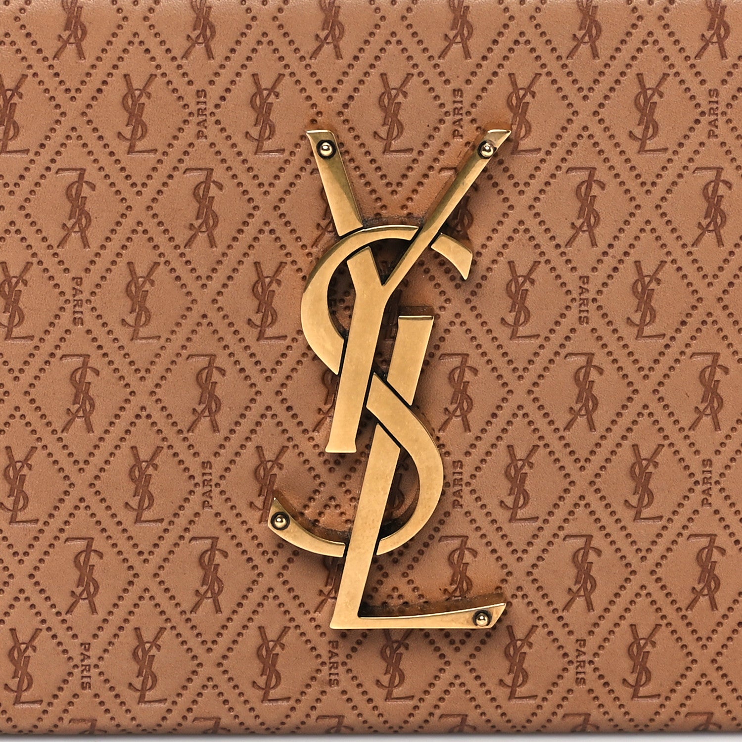 Saint Laurent Calfskin Monogram Take Away Box Dusty Vintage Brown Gold 8 of 11