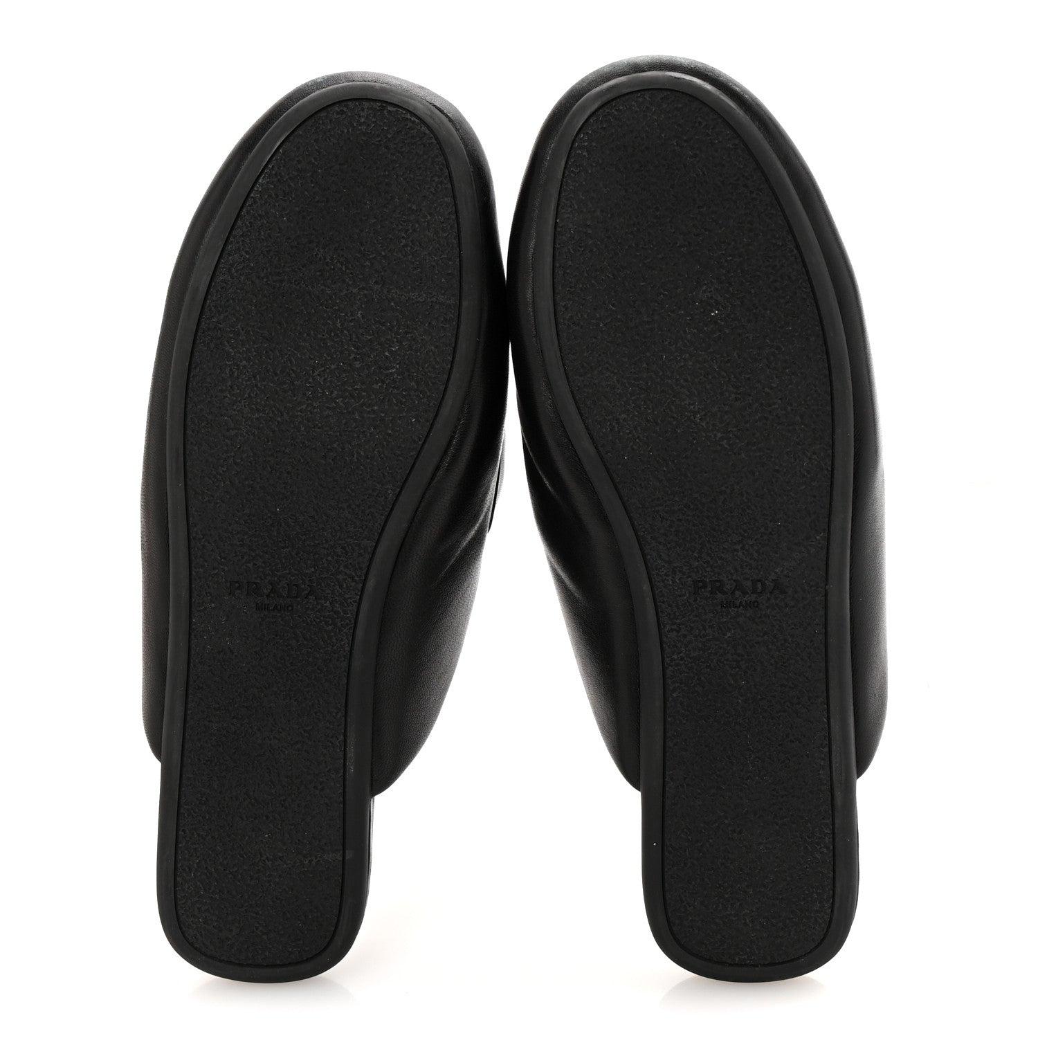 Prada Nappa Soft Padded Metal Triangle Logo Lug Sole 20mm Mules 40.5 Black 6 of 7