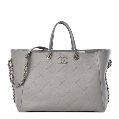Chanel Calfskin Stitched Medium Shopping Tote Grey 1 of 12