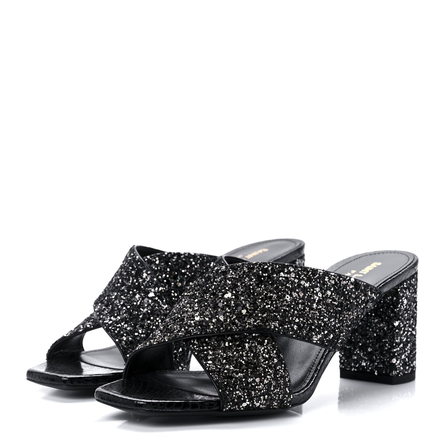 Glitter LouLou 70 Mule Sandals 38.5 Black Gold