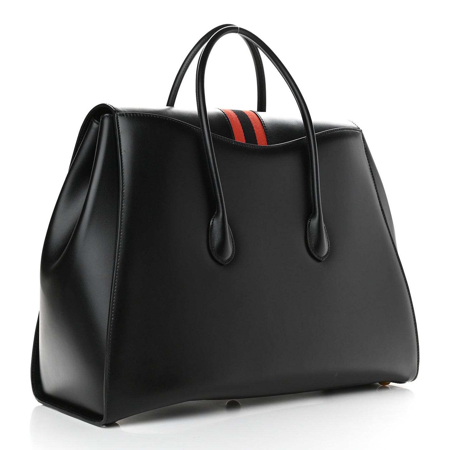 Plutone Calfskin Web Large Turn Lock Top Handle Duffle Bag Black