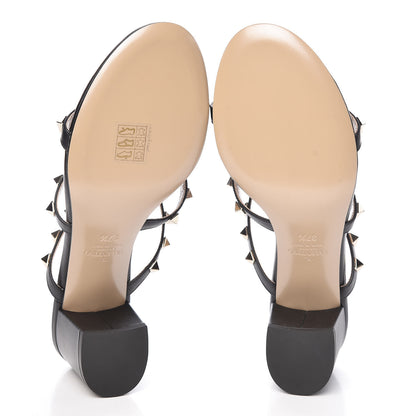 Valentino Garavani Calfskin Rockstud 60mm Caged Slide Sandals 37.5 Black 5 of 9