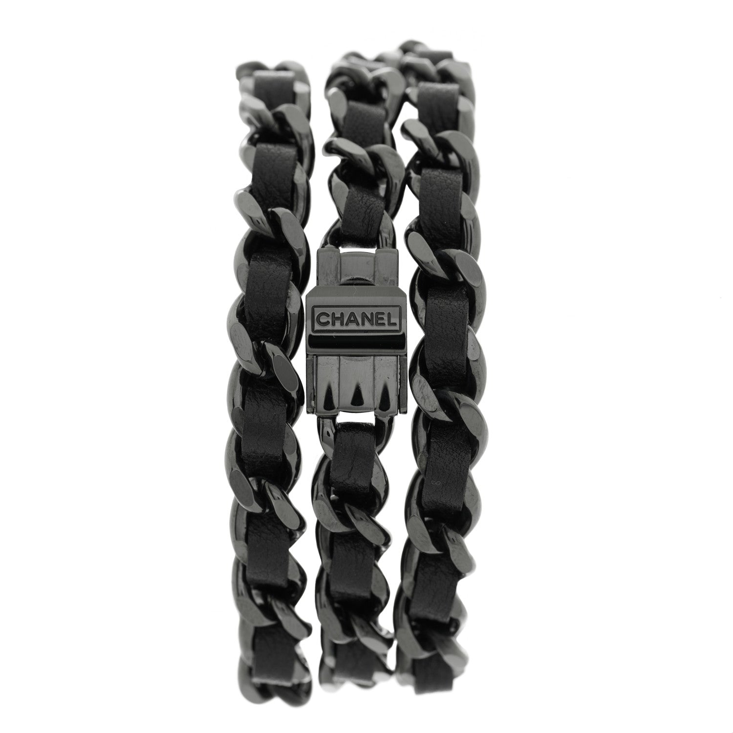 Chanel Stainless Steel Lambskin 16mm Premiere Rock Triple Row Quartz Watch Black 3 of 4