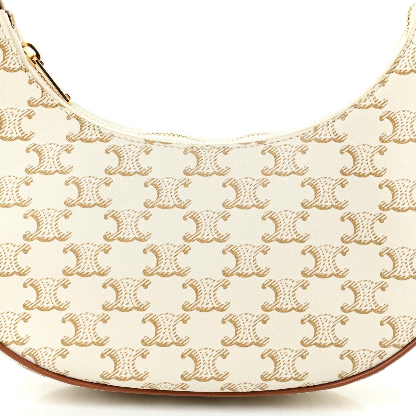 Canvas Calfskin Ava Triomphe Shoulder Bag White