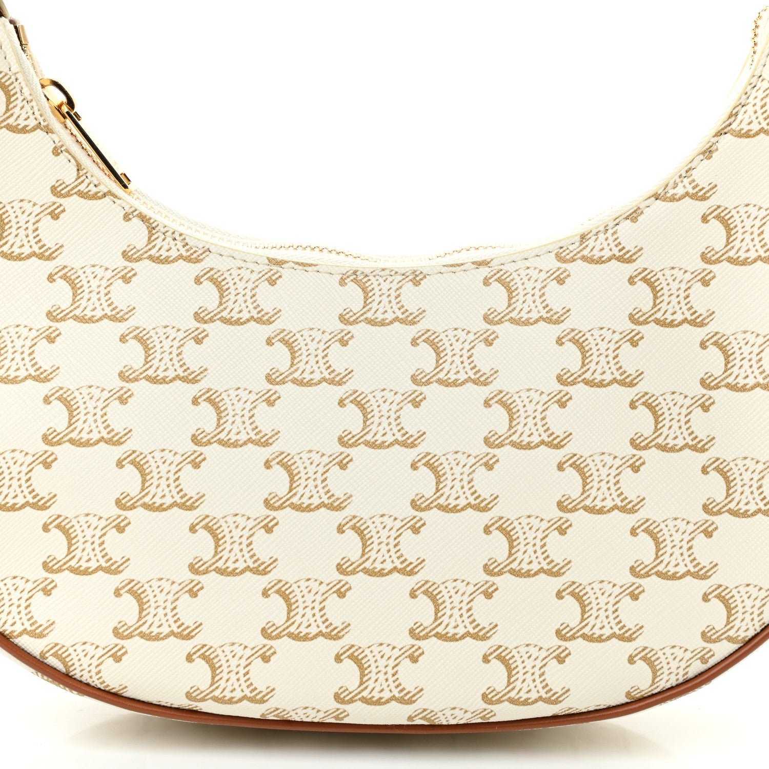 Celine Canvas Calfskin Ava Triomphe Shoulder Bag White 9 of 11