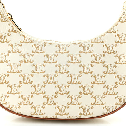 Celine Canvas Calfskin Ava Triomphe Shoulder Bag White 9 of 11