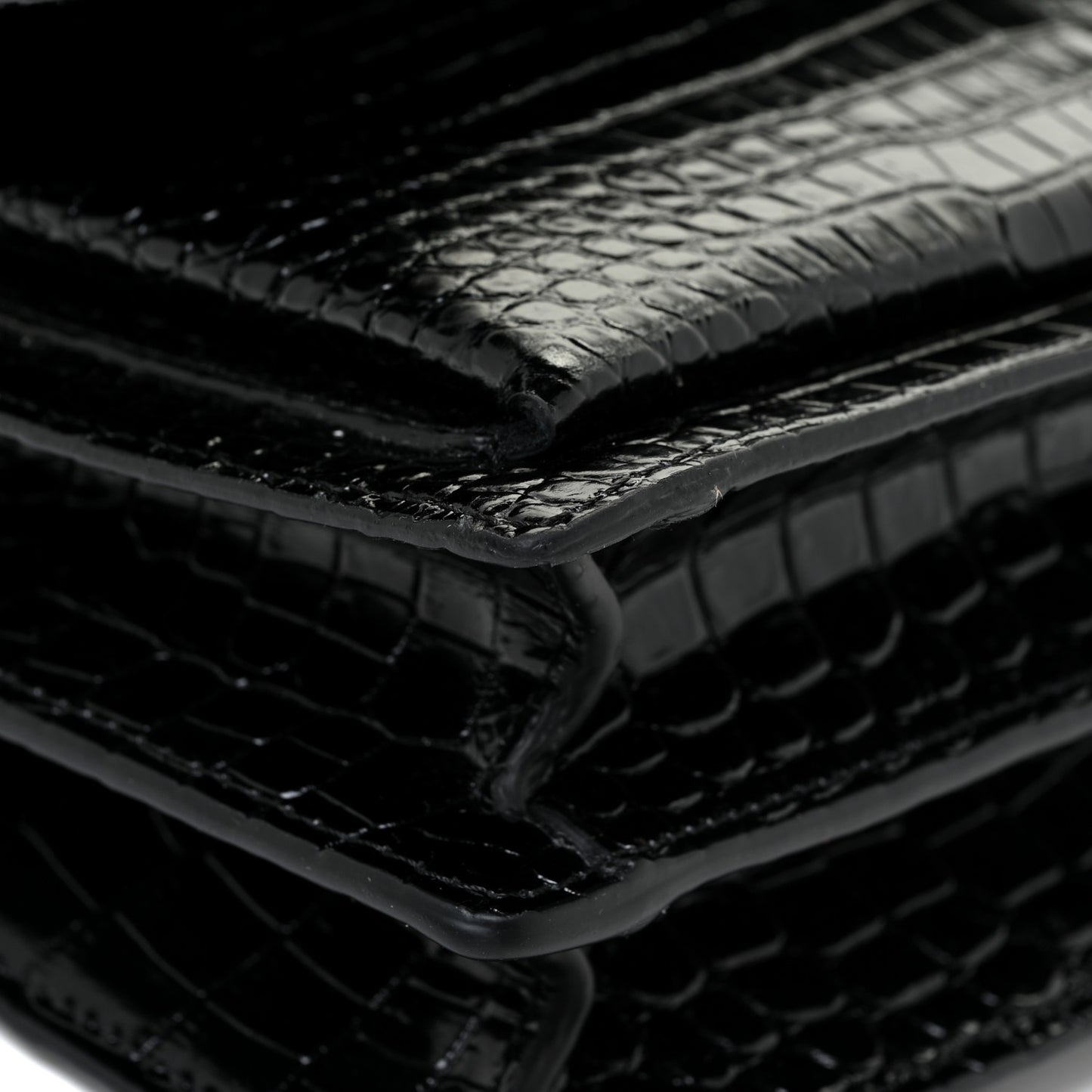 Calfskin Crocodile Embossed Medium Monogram Sunset Black